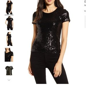 Bailey 44 black sequined top hook and zip back